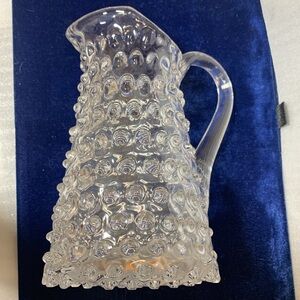 Clear Glass Hobnail Pitcher 6”
